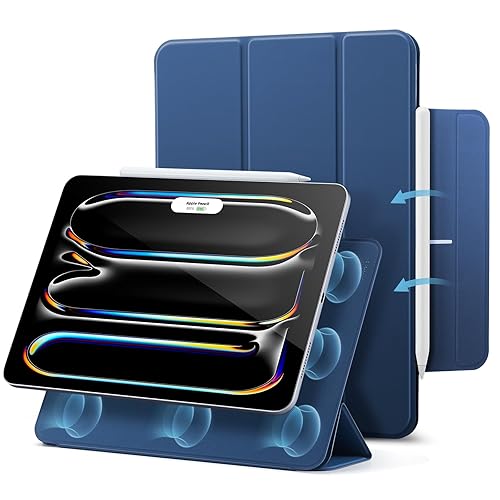 ESR for iPad Pro 13 Inch Case (M5/M4) 2025/2024, Powerful Magnetic Attachment, Slim Trifold Stand Case, Supports Pencil Pro & Pencil(USB-C), Auto Wake/Sleep, Rebound Series, Navy Blue