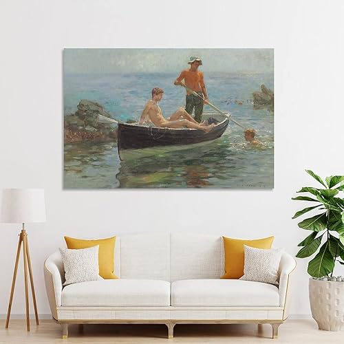 Miniatura 4 de Henry Scott Tuke - Póster de 1913 con texto en inglés "The Orange Jersey", pintura decorativa en lienzo para pared, para sala de estar, dormitorio,