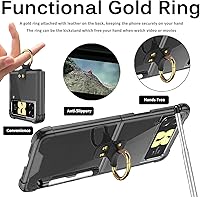 Vista 4 de Miimall Funda compatible con Samsung Galaxy Z Flip 4 con anillo, lápiz de capacitancia con soporte de anillo, cubierta trasera de TPU suave