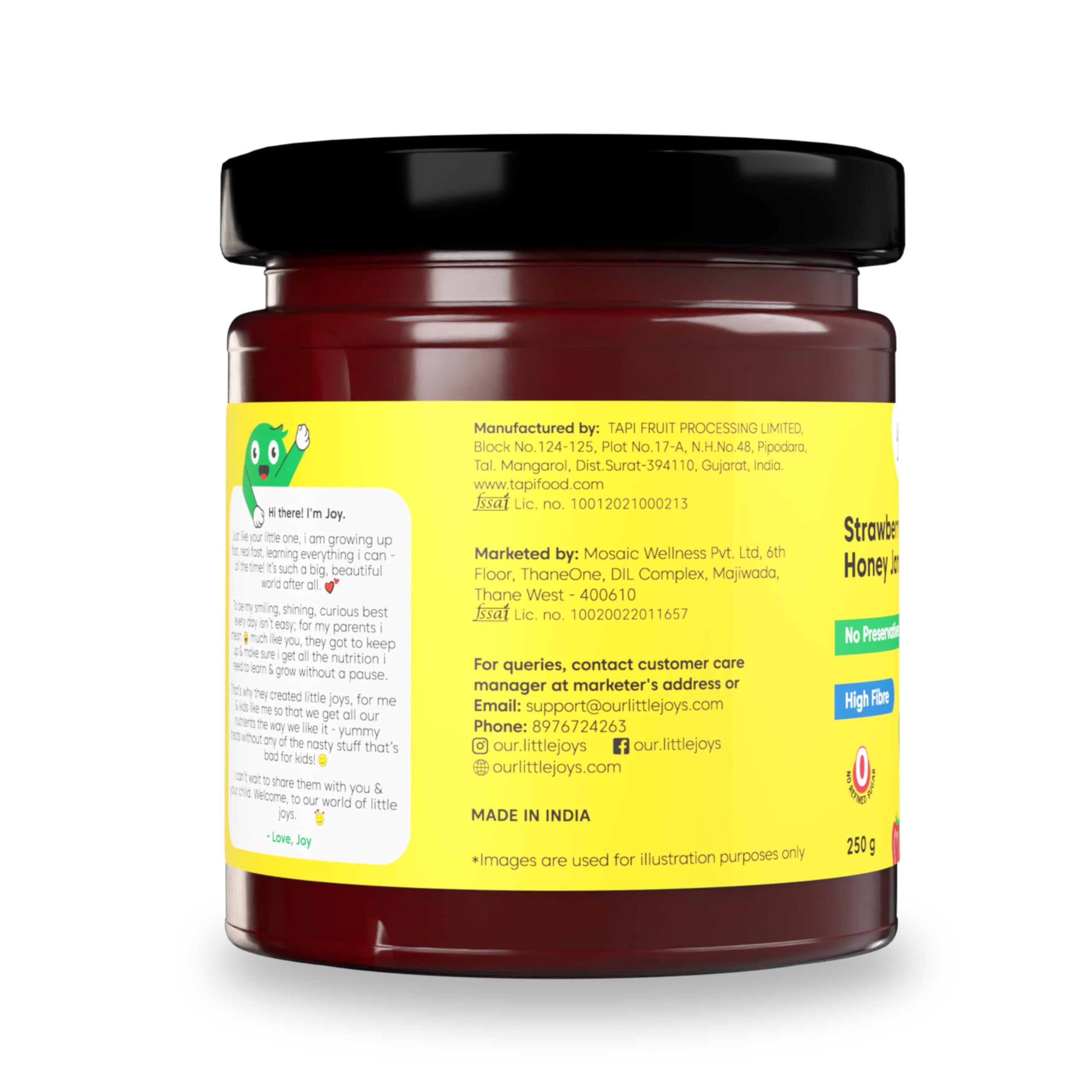 Little Joys Strawberry Honey Jam 250g | 100% Pure Natural Jam with No Added Sugar, No Preservatives, No Artificial Flavors | Made with Real Strawberries & Honey | Healthy, Gut-Friendly Spread - Image 6 thumbnail