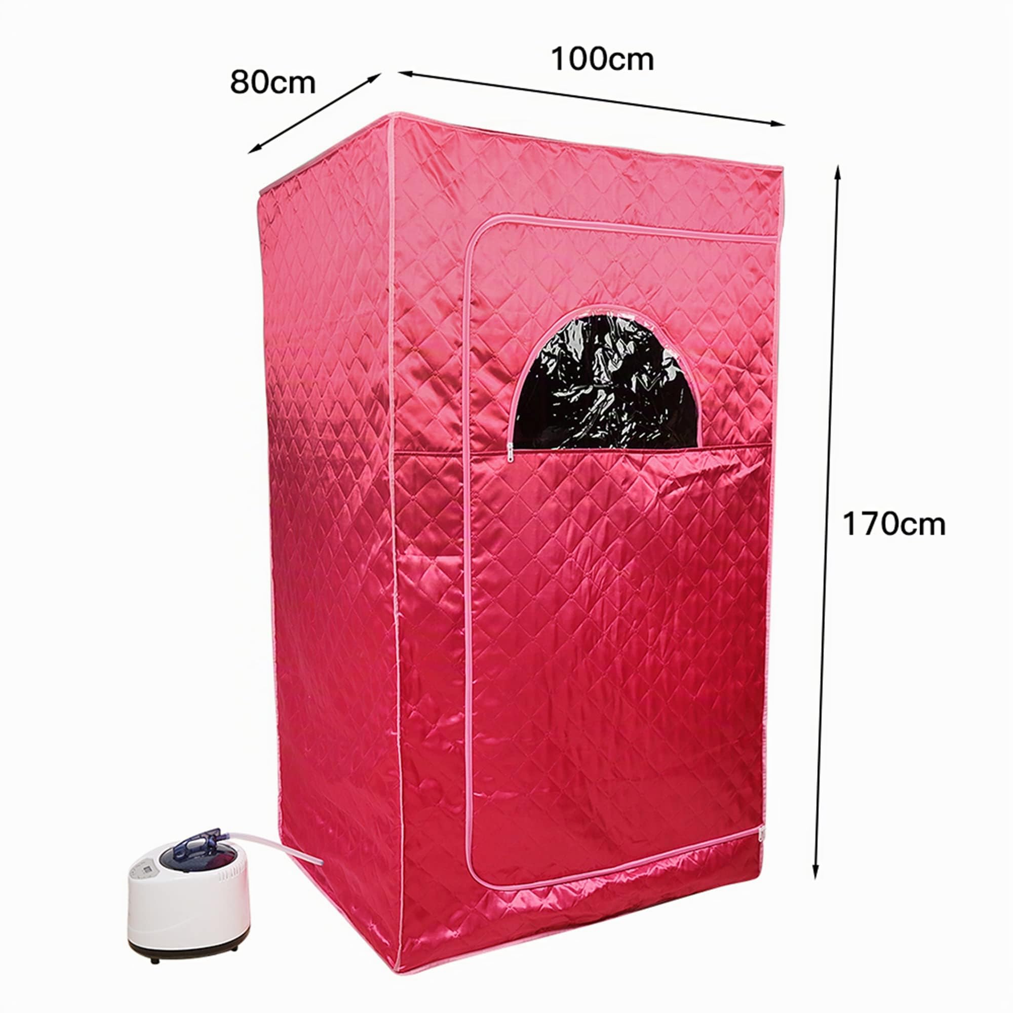 MINGYI Sauna à Vapeur Portable et Pliable 1 000W avec Cabine de Vapeur, Générateur de Vapeur 2,5 Liter et Télécommande, 100×80×170 cm (Rouge)