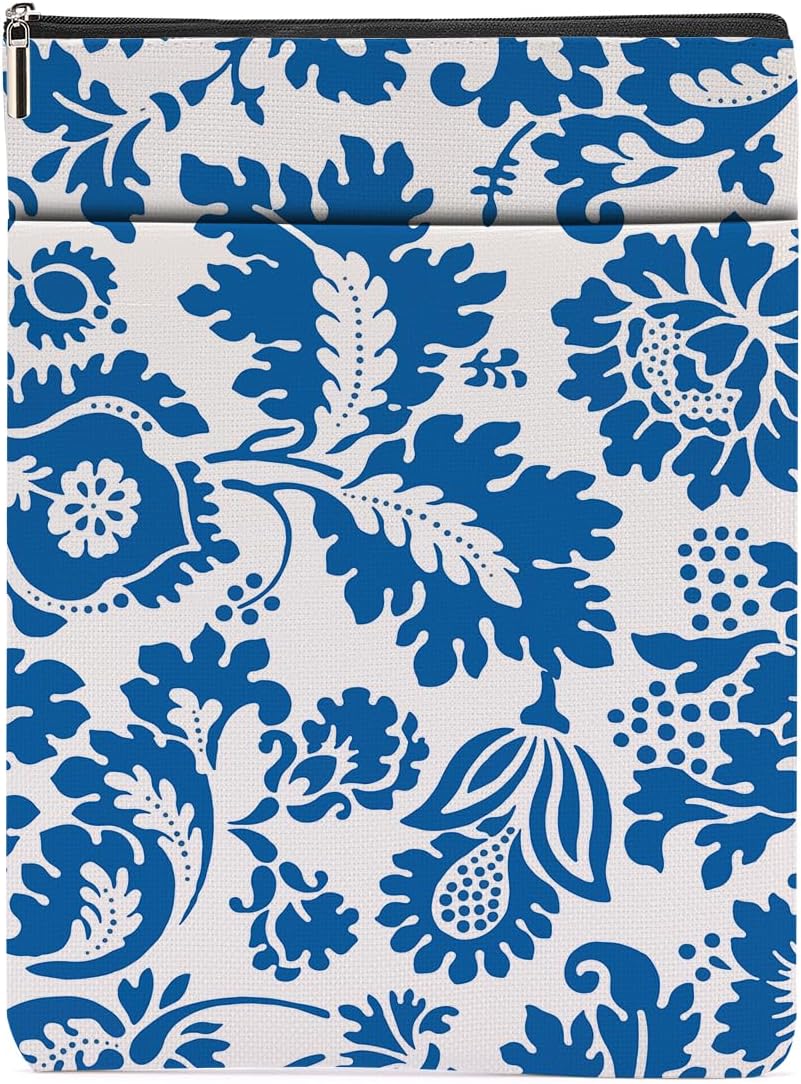 Vintage Flowers Book Sleeve – Floral Waterproof Book Cover – Pouch Protector for Book Lovers – Readers