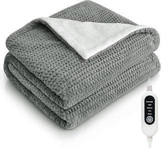 Poouthym Heated Throw Blanket 50x60 Inch, 5 Heat Settings, 10H Auto-Off, Ultra-Soft Fleece, ETL Certified for Couch Bed Office
