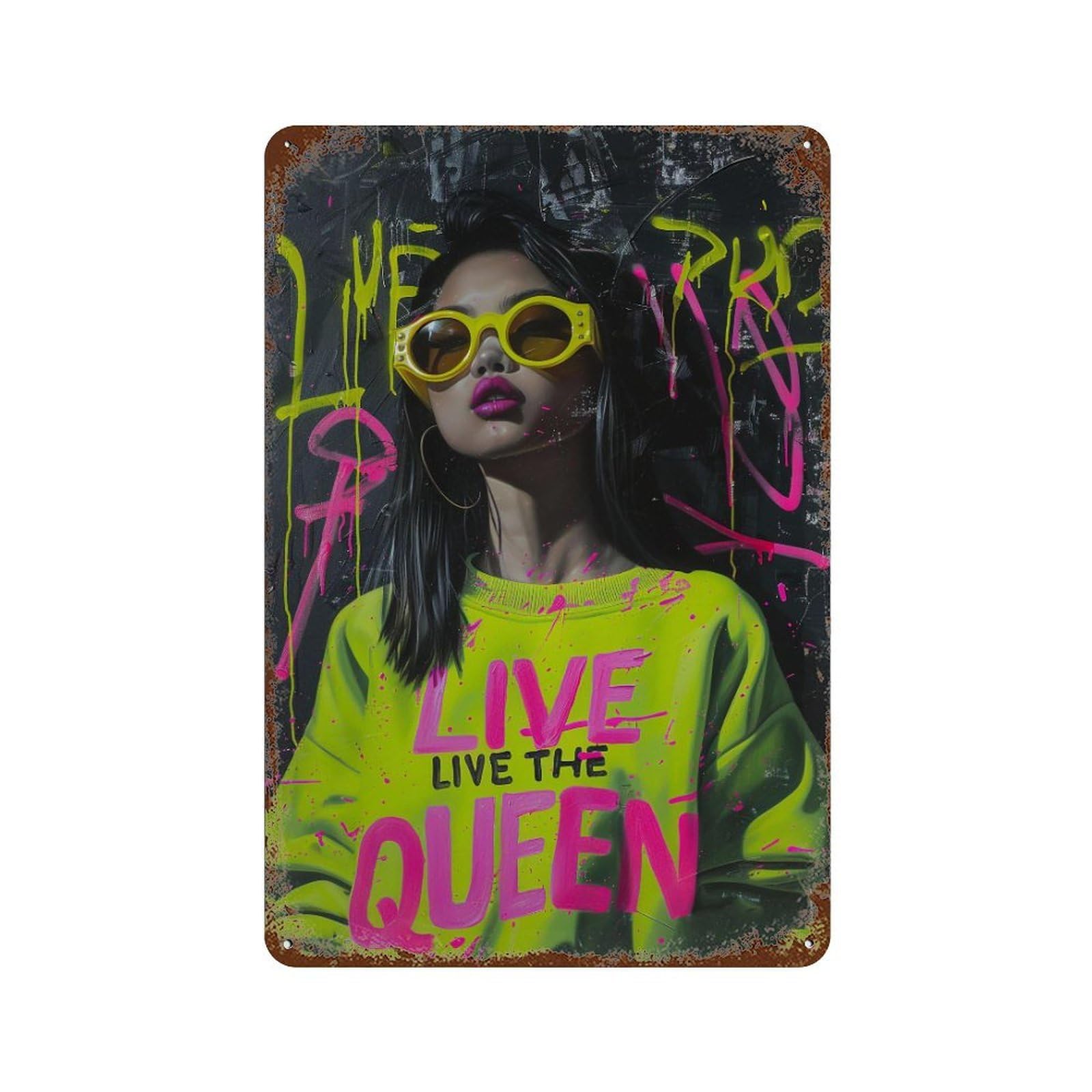 YHGERTKU Edgy Live The Queen Street Style 04 Wall Art Retro Iron Vintage Metal Tin Sign Poster Modern Decor for Living Rooms Gift 30x20cm