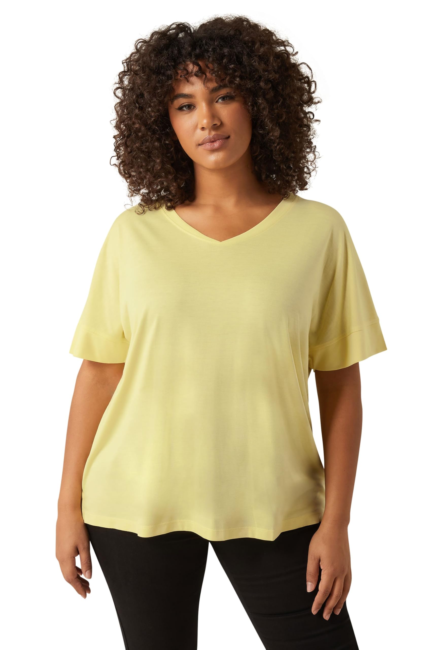 Evans Women's Yellow Curve Short Sleeve Modal Rich T-Shirt - Plus Size Curve