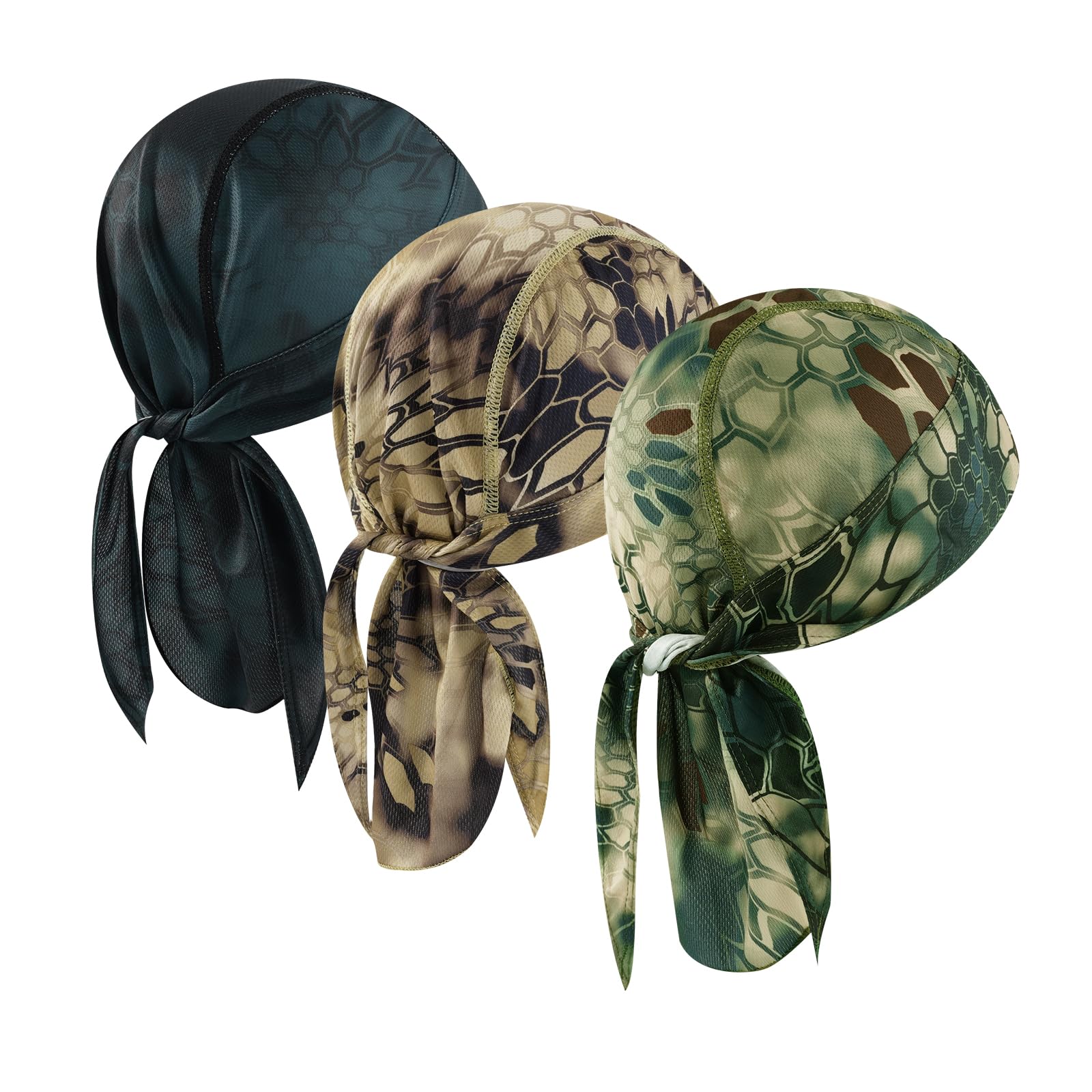 DOCILA 3 Pcs Do Rags for Men Skull Cap Bandana Hat Helmet Linner Beanie