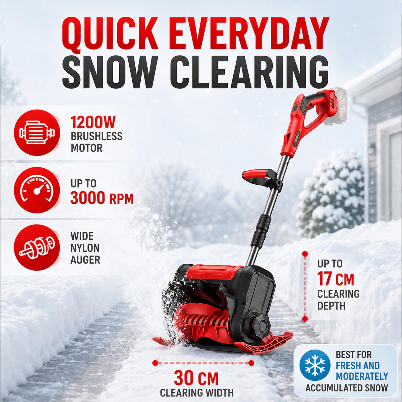 Pelle à Neige sans Fil avec Moteur Brushless 1200 W