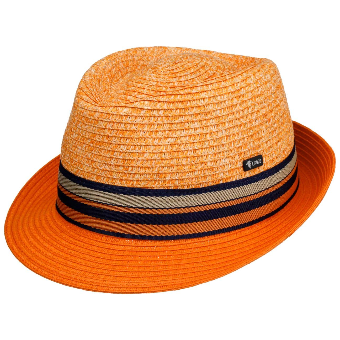 Lipodo Corinaldo Trilby Strohhut Mehrfarbiger Hut Italienischer Sonnenhut mit gestreiftem Ripsband Herren Frühjahr Sommer