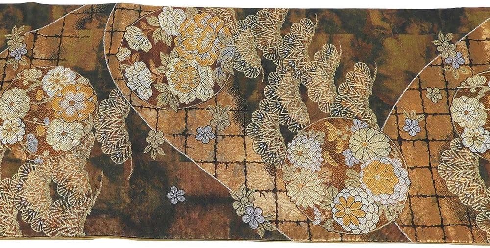 正装袋帯 リサイクル着物】袋帯 正絹 Aランク 鳳凰 振袖用 桜 青海波 竹垣