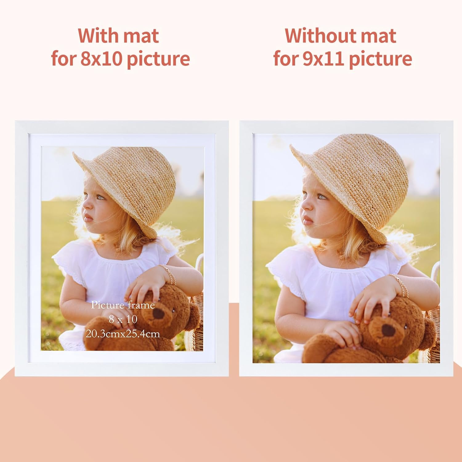 Lyeasw White 8x10 Picture Frame Set of 15, Display Pictures 8x10 with Mat or 9x11 without Mat, Multi Photo Frames for Wall Mounting or Tabletop Display