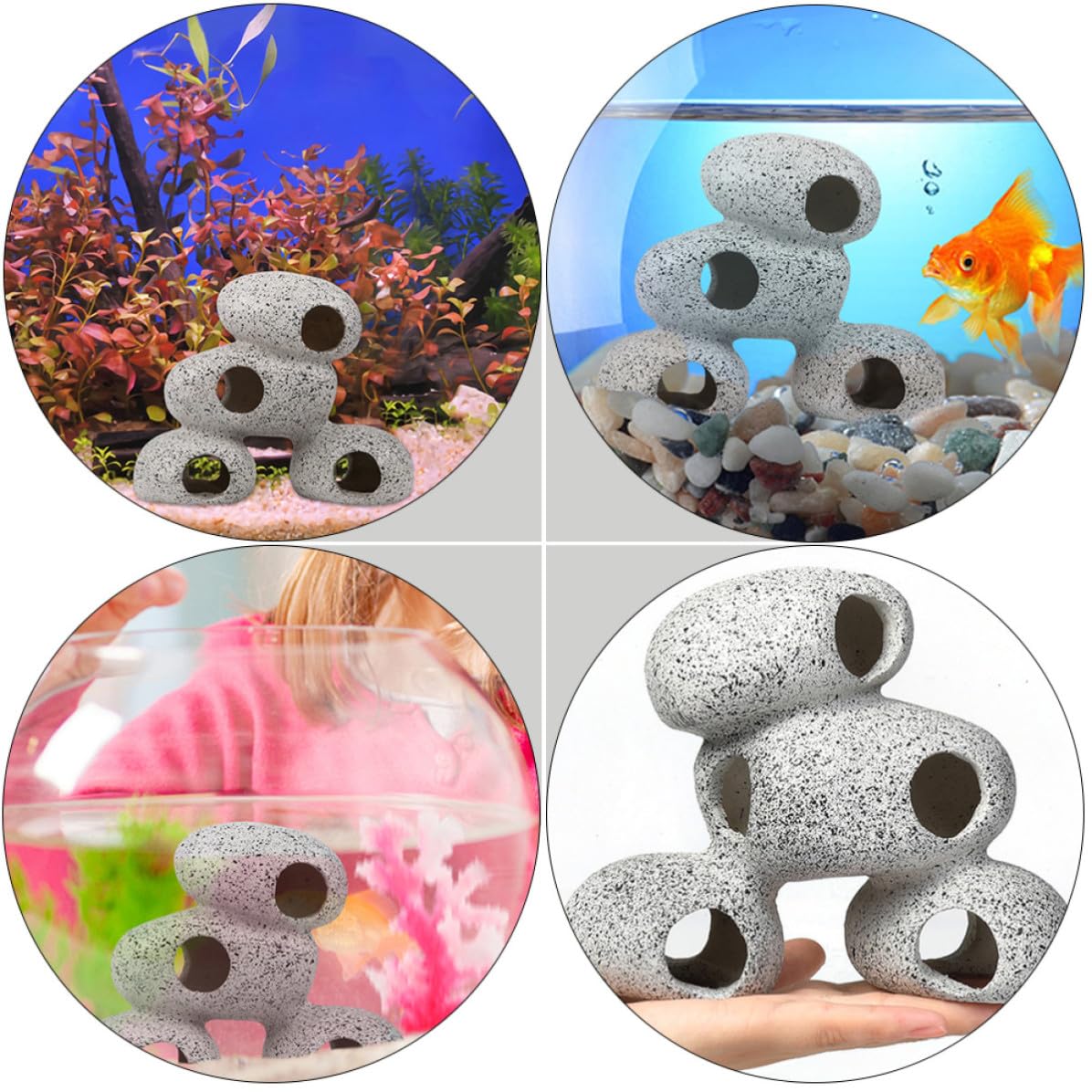 2 Piezas Piedra de Resina para Acuario, Refugio Decorativo