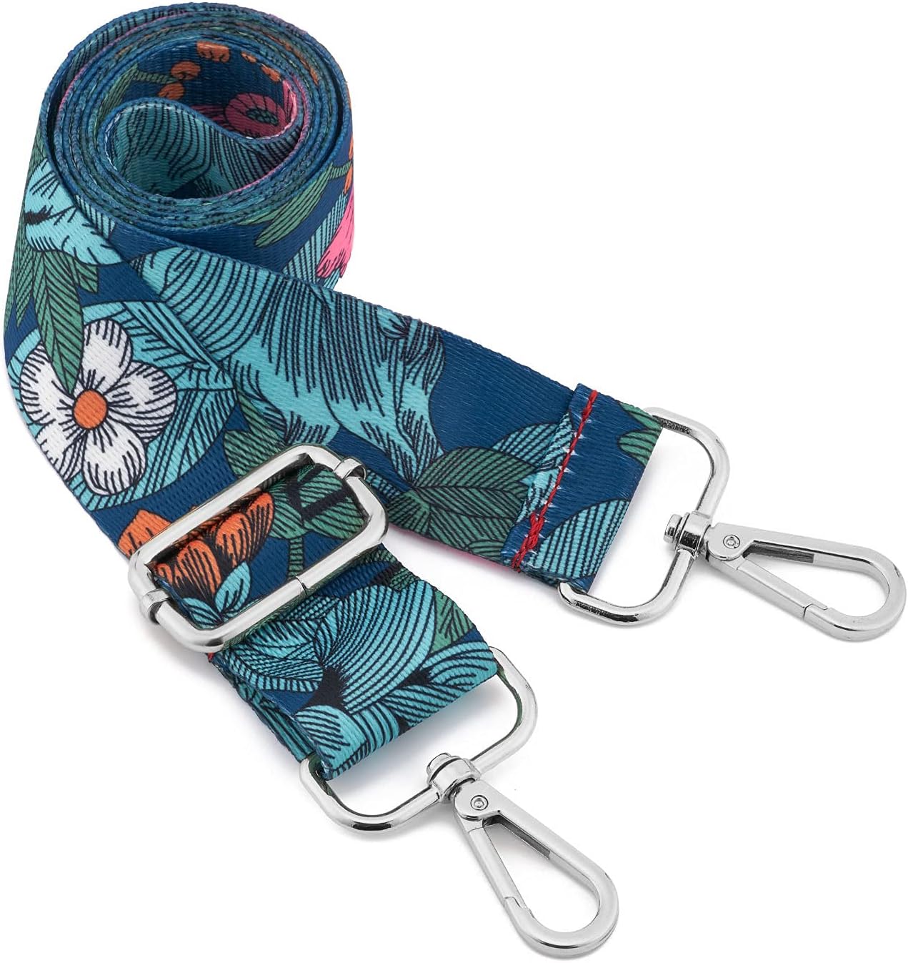 Silvery Buckles Wide Shoulder Strap Adjustable Replacement Belt Crossbody Canvas Bag Handbag