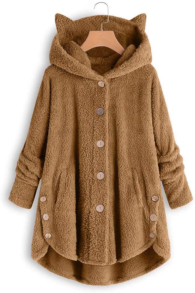 Amazon.com: Abrigo para mujer con orejas de gato, suéter con capucha, de  felpa, botones sueltos, blusa de tamaño grande, Moderno / Equipada, 3XL :  Ropa, Zapatos y Joyería