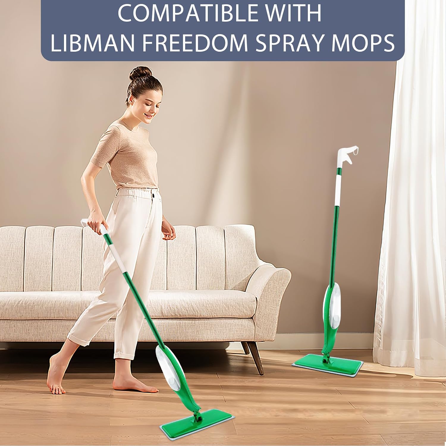 Upgraded Mop Head Replacement for Libman Freedom Spray Mop, 6 Pack Washable Mops Refill Pad + 1 Count Laundry Bag