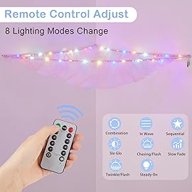 Basumee Stuffed Animals Net or Hammock with LED Light Hanging Toy Net Hammock for Stuffed Animals Storage Stuff Animals Hammocks for Nursery Kids Room with Remote Control, 8 Kinds of Lights(Pack of 1)