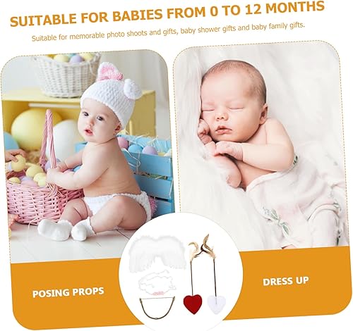 Miniatura 2 de ARTIBETTER 1 juego de alas de Cupido para bebé, disfraz de ángel para niñas, alas de ángel, disfraz de Cupido, disfraz de Cupido con lazo y ala para