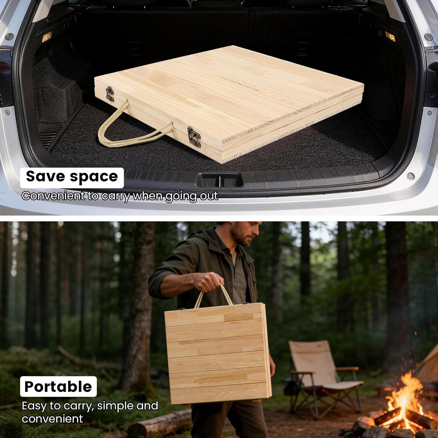 44" x 22" Boho Low Picnic Table, Portable Picnic Table with Tablecloth and Adjustable Legs, Solid Wood Foldable, Indoor Outdoor for Beach Camping BBQ Wedding Party Family Gatherings