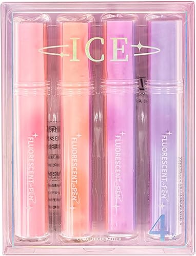 YEAHHOME for you forever Resaltador, resaltador de visión transparente con punta de cincel transparente, resaltador de barra, surtidos, 4 unidades