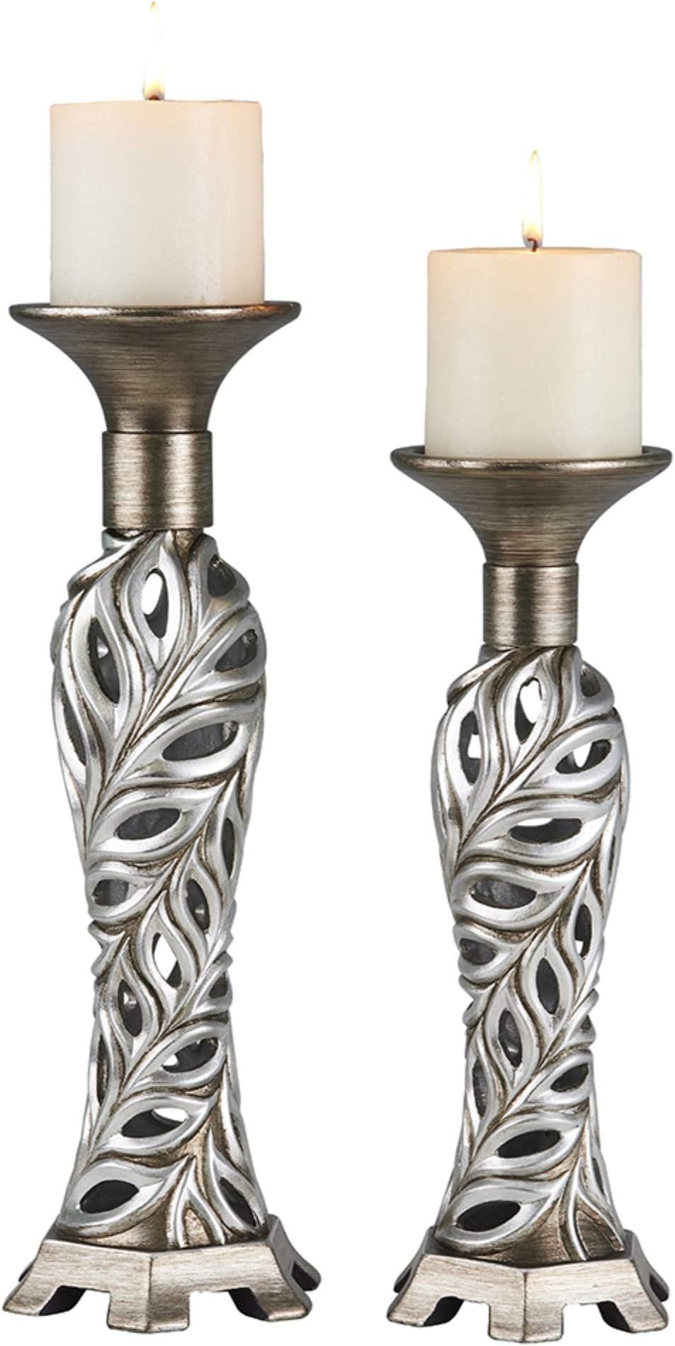 Ore International Kiara Candleholder Set Silver/Gold