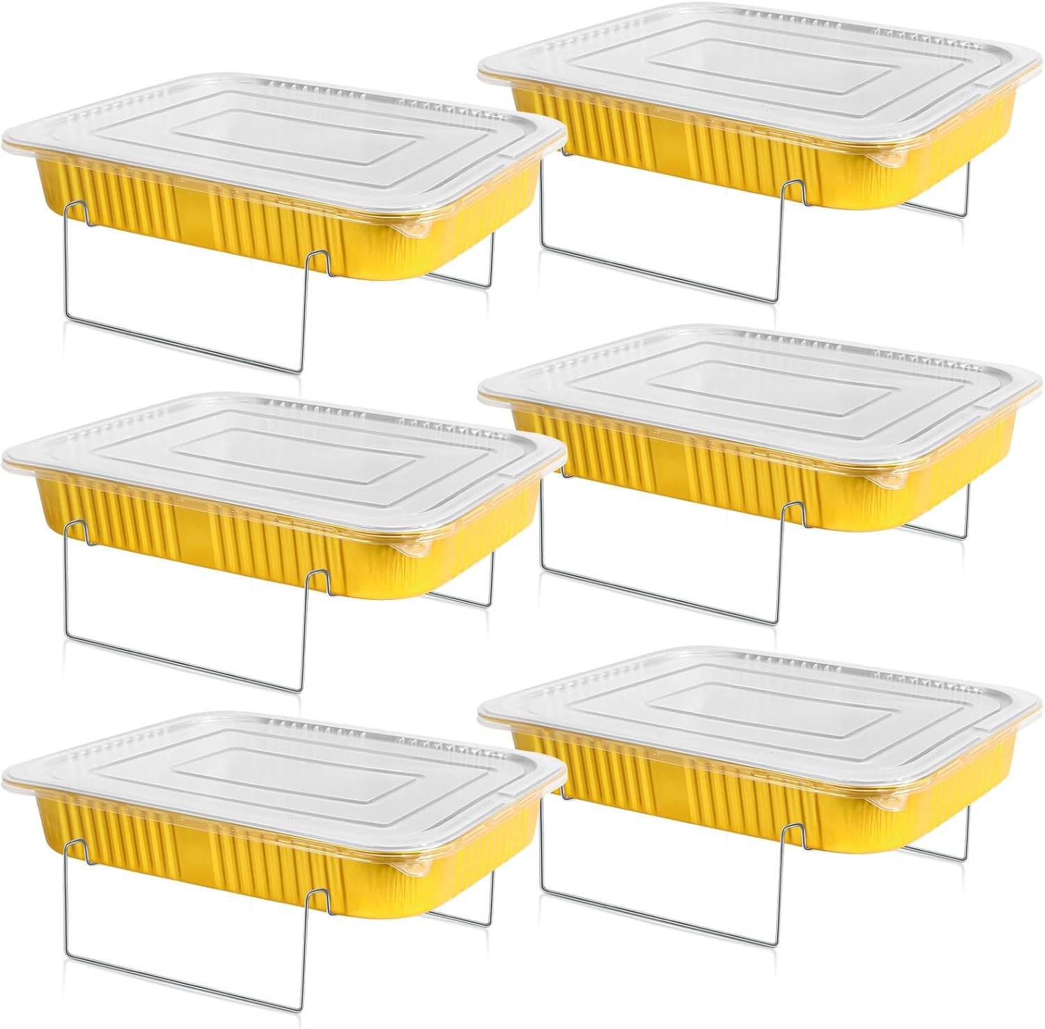 6 Set Disposable Chafing Dish Buffet Set, Catering Supplies Buffet Display, Outdoor Camping Aluminum Foil Pans, Catering Set for Parties, Catering Food Warmers Sets, for Parties, Catering (164oz)