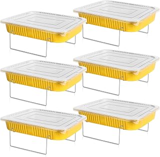 6 Set Disposable Chafing Dish Buffet Set, Catering Supplies Buffet Display, Outdoor Camping Aluminum Foil Pans, Catering Set for Parties, Catering Food Warmers Sets, for Parties, Catering (164oz)