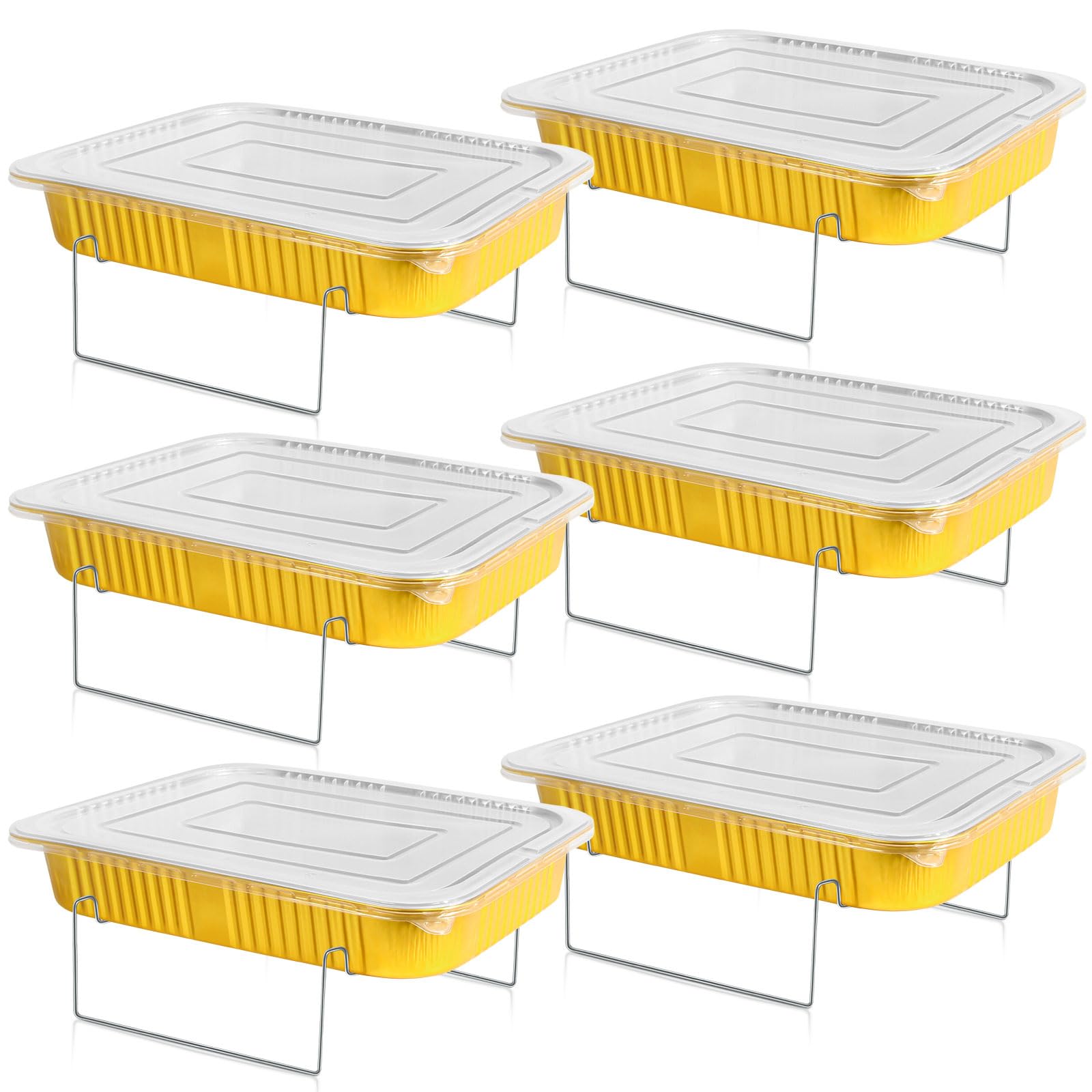 Set di 6 scaldavivande usa e getta per buffet, forniture per catering, buffet, campeggi all'aperto, in alluminio, set per catering, feste, catering (500 ml)