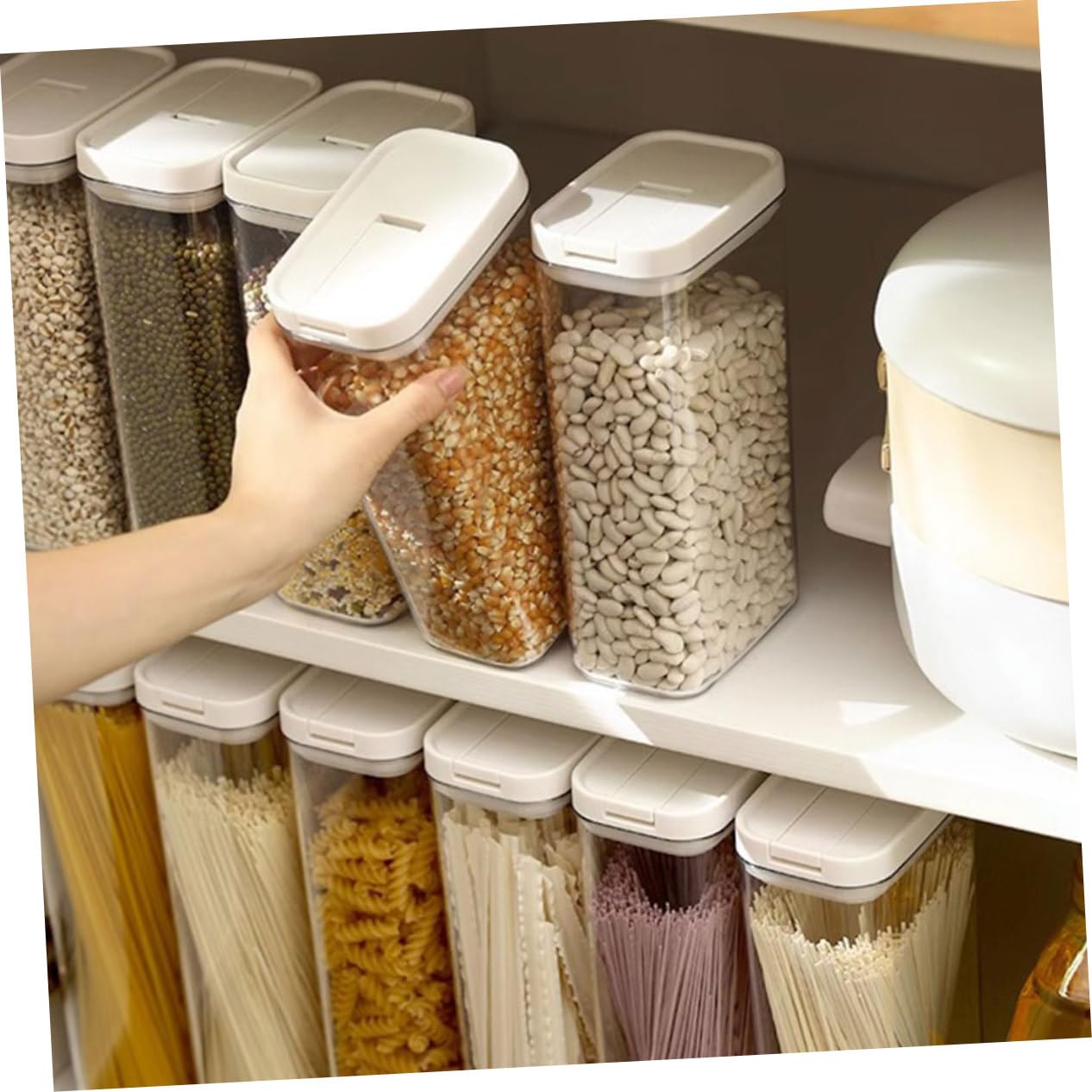 Cabilock 5piezas Contenedor De Pasta Reutilizable Para Almacenamiento De Espaguetis y Organizador De Despensa Para Alimentos Secos y Snacks Hermético y Práctico Para Cocina