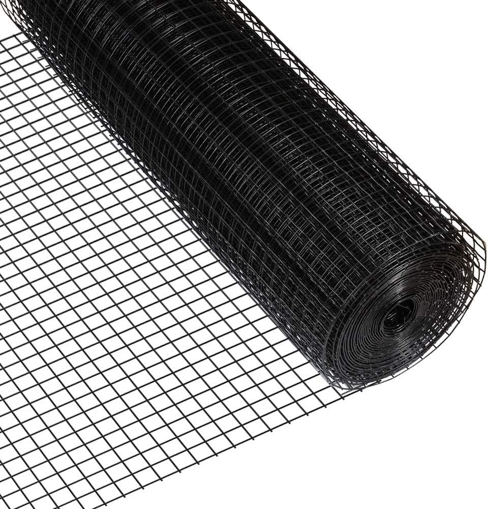 Fencer Wire 14 Gauge Black Vinyl Coated Welded Wire Mesh Size 1 inch by 1 inch (2 ft. x 50 ft.)