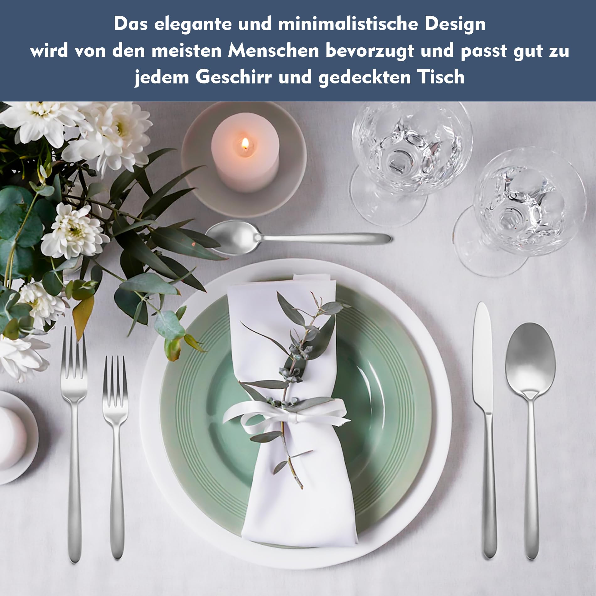 30-teiliges Schweres Besteck Set 6 Personen, EIUBUIE Elegantes Besteck Matt | Runder Griff, Hochwertiges Edelstahl Besteckset, Spülmaschinenfest, Essbesteck Set, matt gebürstet, Messer Gabel Löffel