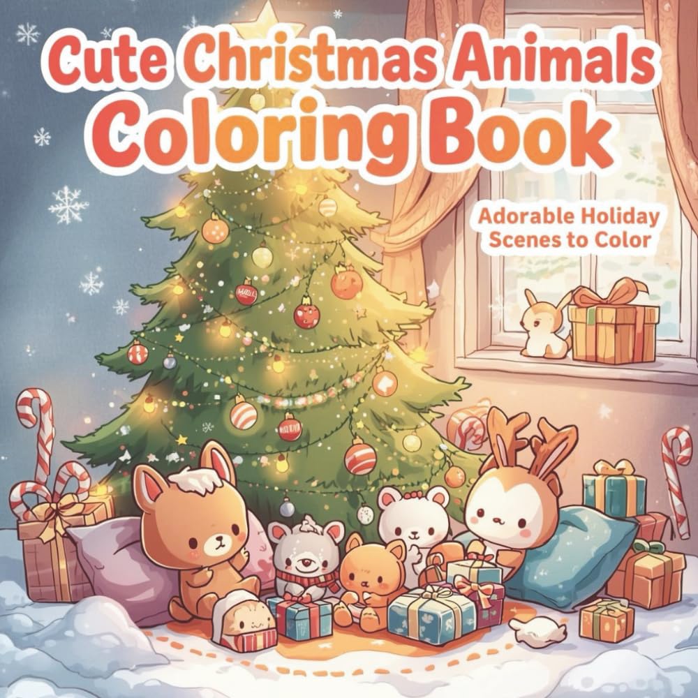 Cute Christmas Animals Coloring Book: Adorable Holiday Scenes to Color