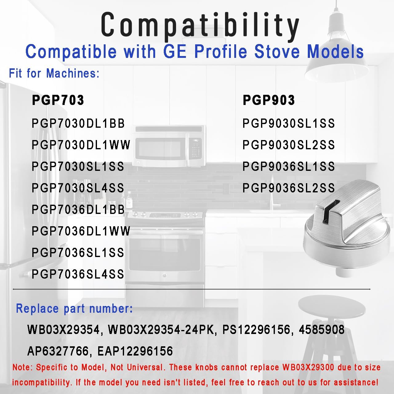 Updated WB03X29354 Knobs Replacements for GE Gas Profile Stove PGP7030SL1SS PGP7036SL1SS, etc. Range Knobs for 4363588 AP5989029 PS1172908, etc. Durable & Easy Installation, 5Pack(Not Universal)