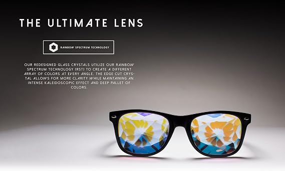 GloFX Ultimate Kaleidoscope Glasses - White - Rainbow EDM Rave Light Diffraction Eyewear (White)