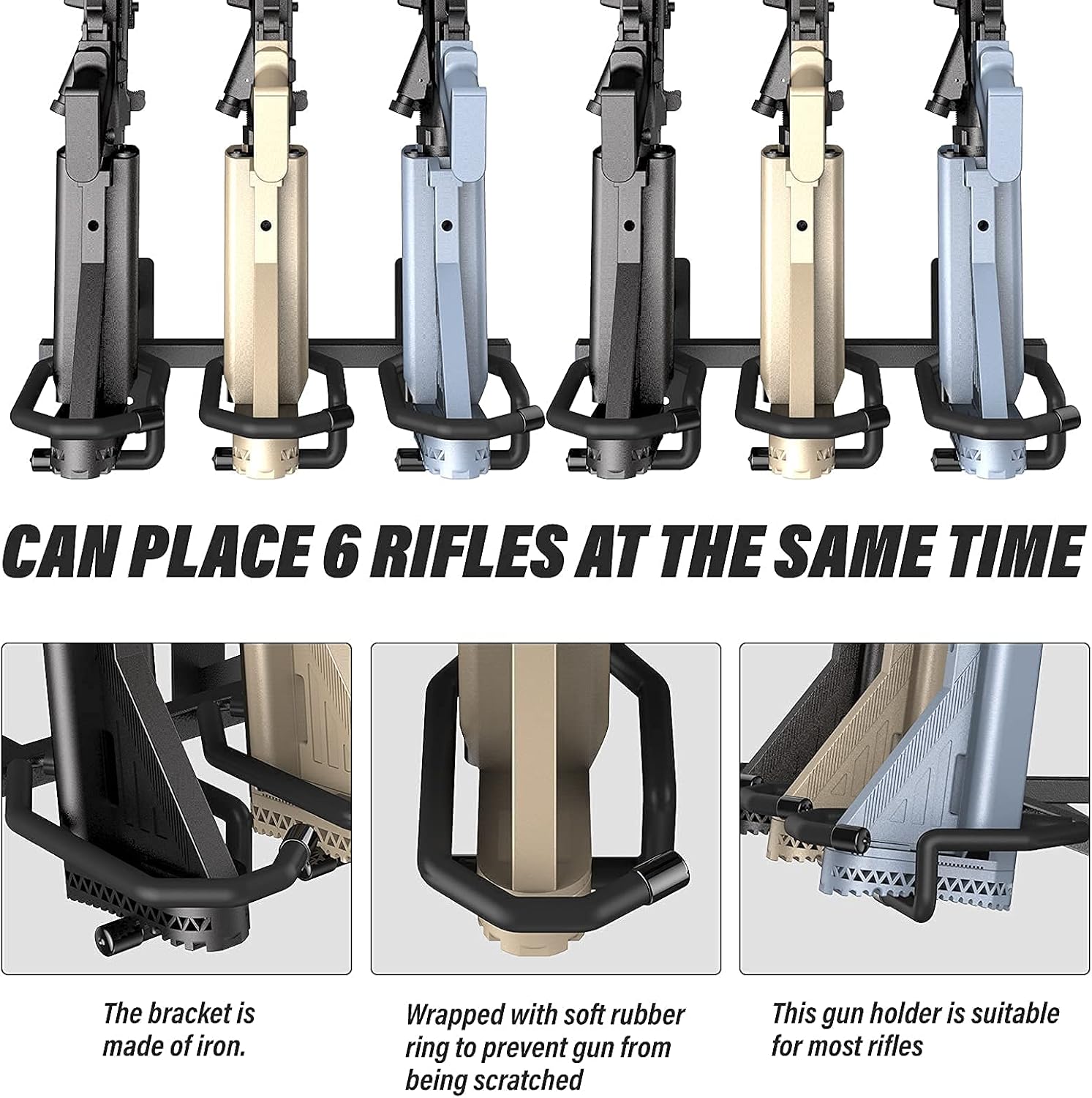 ONEMAI Gun Rack Wall Mount Rifle Storage Rack Holds 6 Firearms Rifle Rack Tactical Shotgun Holder Indoor Display Stand Heavy Duty Steel Frame Hangers Display Rack Black 2x3-Slot : Sports & Outdoors