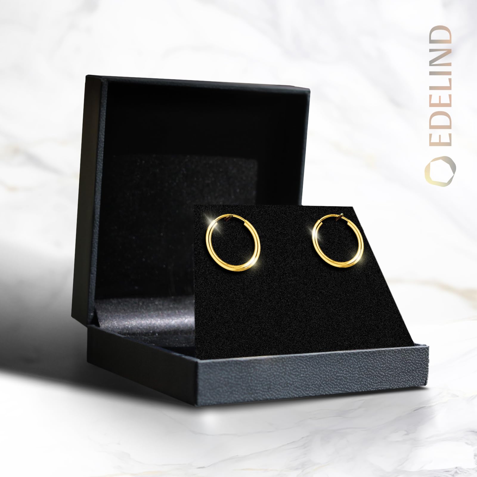 Orecchini Cerchio Donna in Oro Giallo 333 375 585 750 Orecchini Creoli leggerissimi 15 mm largh. 2 mm Orecchini Donna Oro con Scatola Regalo