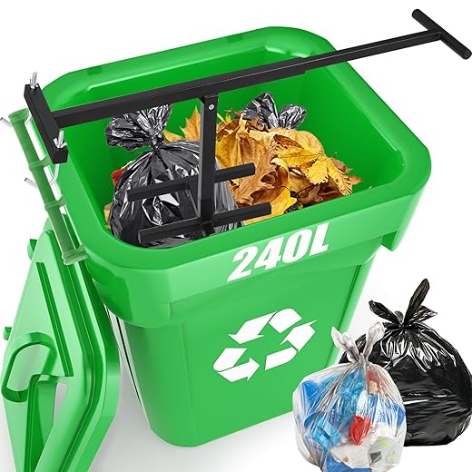 NEWTRY Manual Trash Compactor, 120L-240L Home Manual Garbage Compressor with Adjustable Handle Outdoor Wheelie Bin Rubbish Compactor for Kitchen, Garden, Restaurant, Office