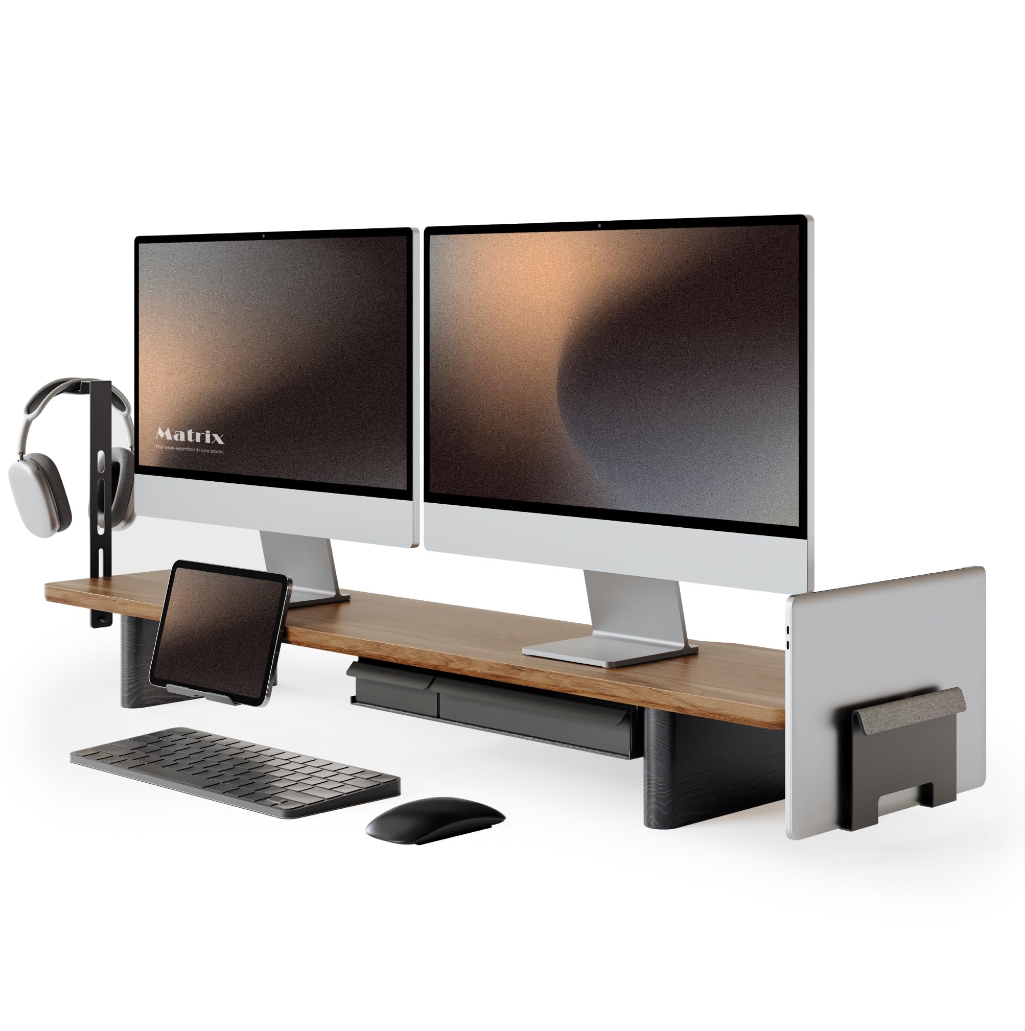 Fenge Support de Moniteur Multifonctionnel, Réhausseur d'Écran,Marron