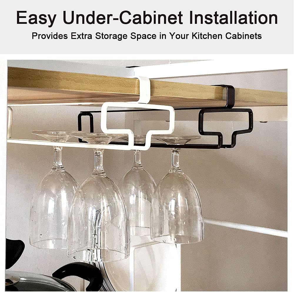 Hikinlichi Under Cabinet Wine Glass Holder Wine Glass Rack Hanger ...