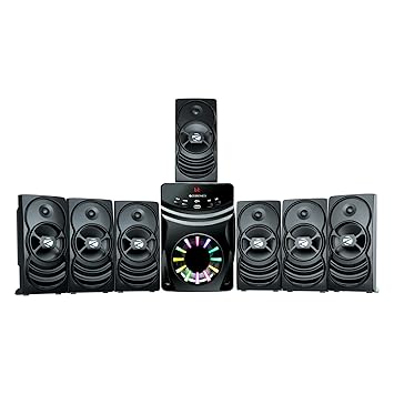 Zebronics 7.1 Channel Home Theatre Speaker, 140W Output, 13.33cm Subwoofer, RGB, Bluetooth, USB, AUX, LED Display, Remote Control, Wall-Mountable (Spark 207)