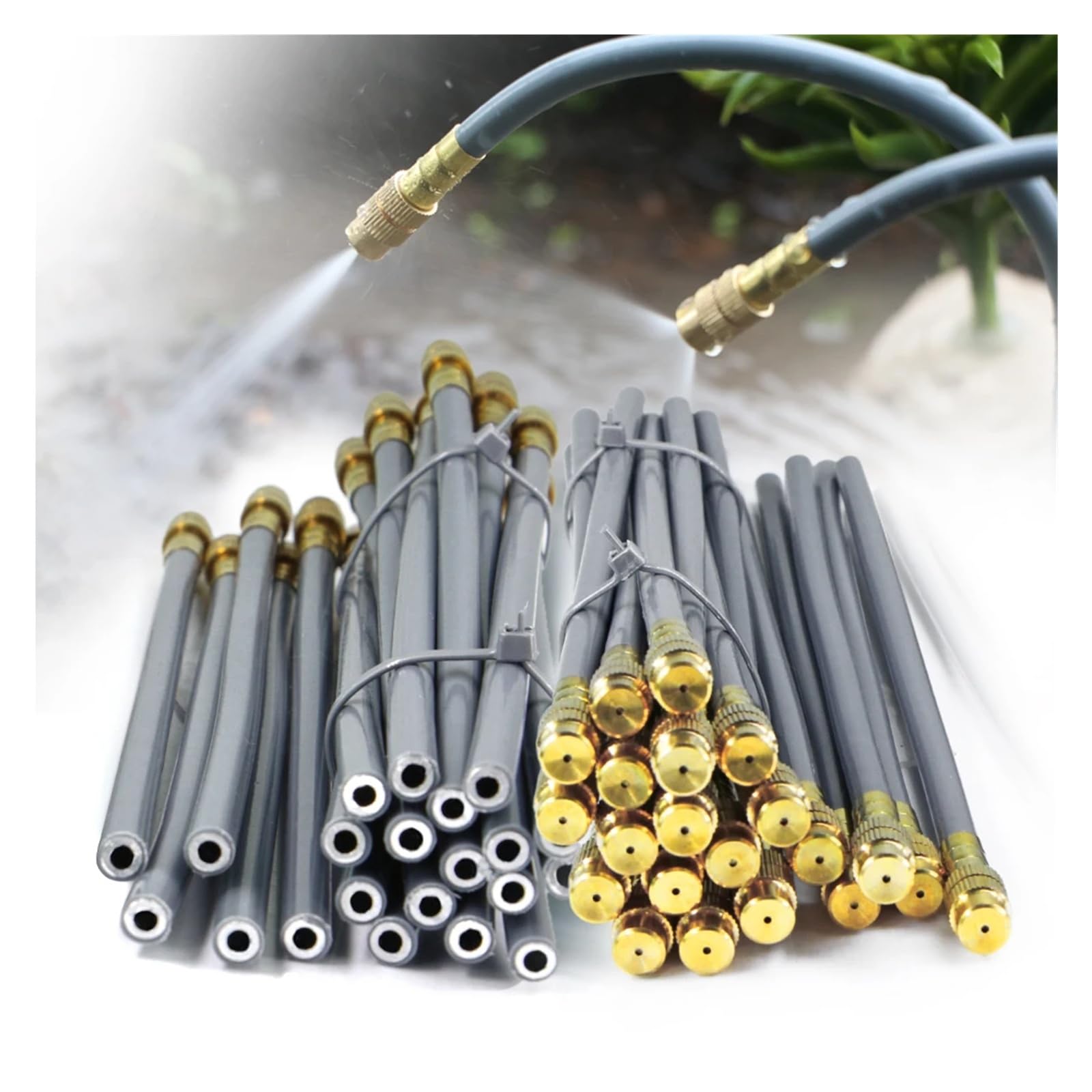 1/4 ''Flessibile regolazione rotativa a 360° Ugello in ottone Set di irrigazione Collegamento rapido Atomizzazione automatica Sistema di irrigazione del giardino(A-30m)