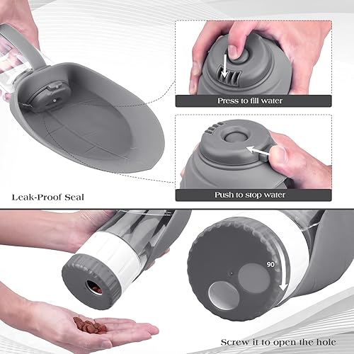 Miniatura 4 de Dispensador de botellas de agua para perros para caminar, contenedor de agua para mascotas portátil con tazón para beber al aire libre, senderismo