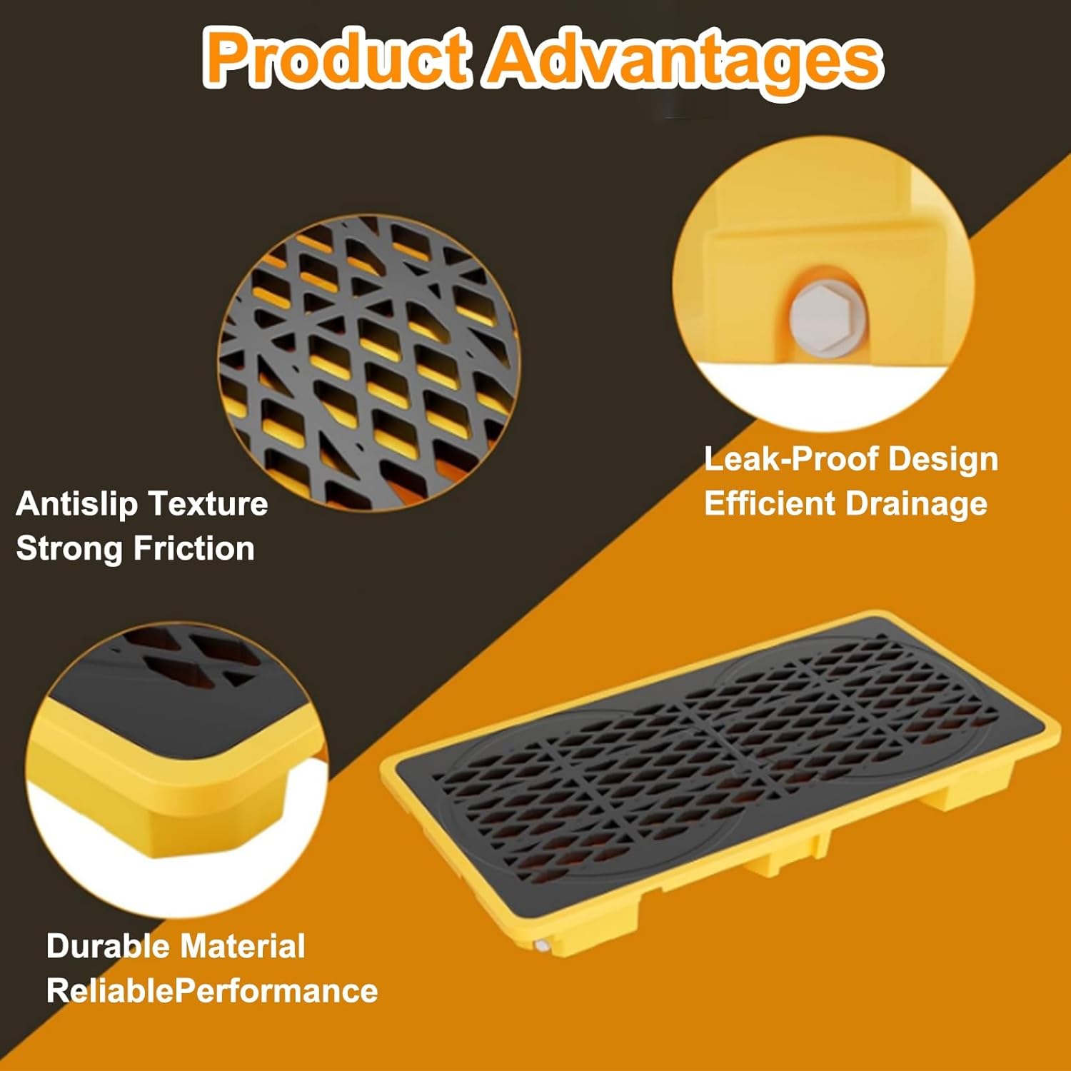 Spill Containment Pallet, Modular Spill Containment Tray Platform, 1 Drum Capacity, Industrial Oil Drums Tray for Garage Supermarket