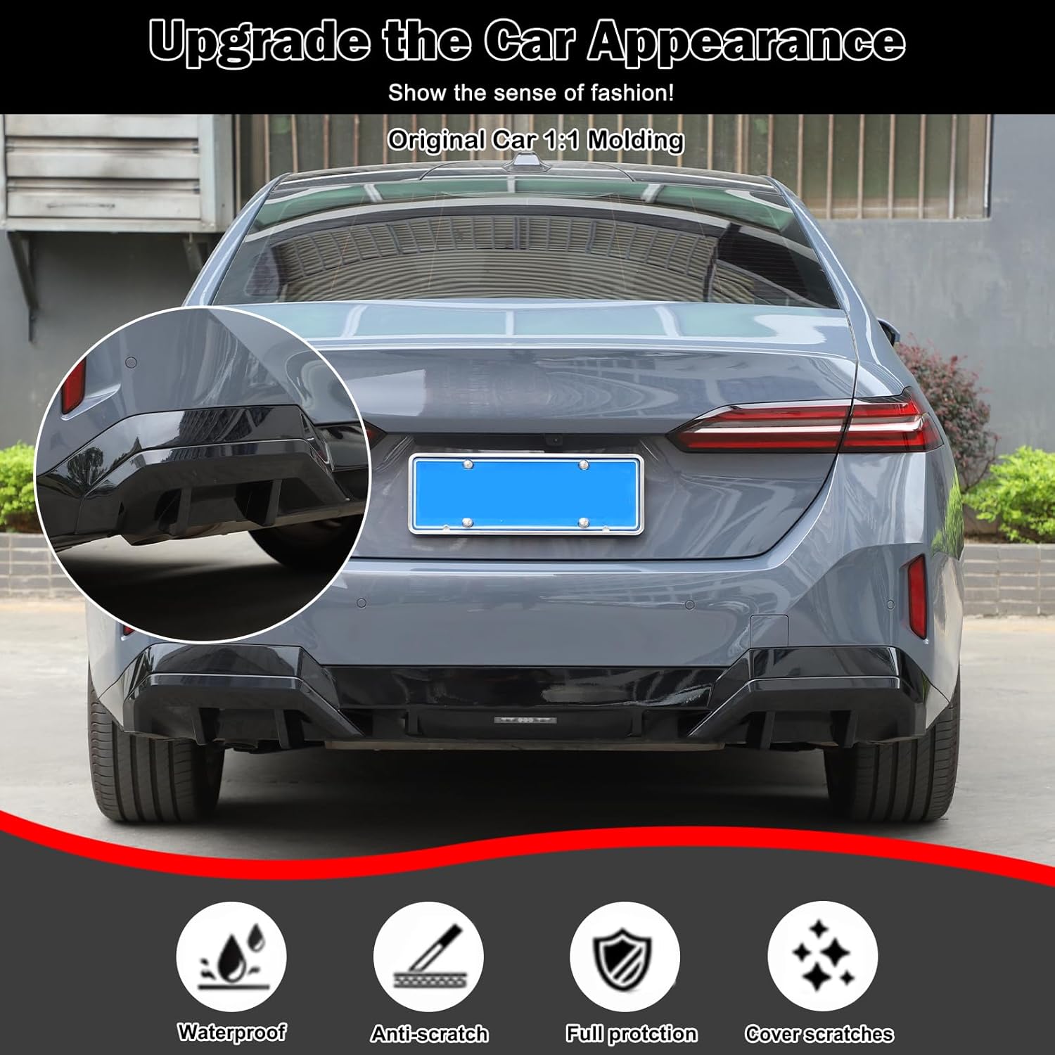Rear Diffuser for BMW 5 Series G60 i5 2024 2025 2026 Rear Body Bumper Lower Lip Splitter Exterior Accessories (Piano Black)