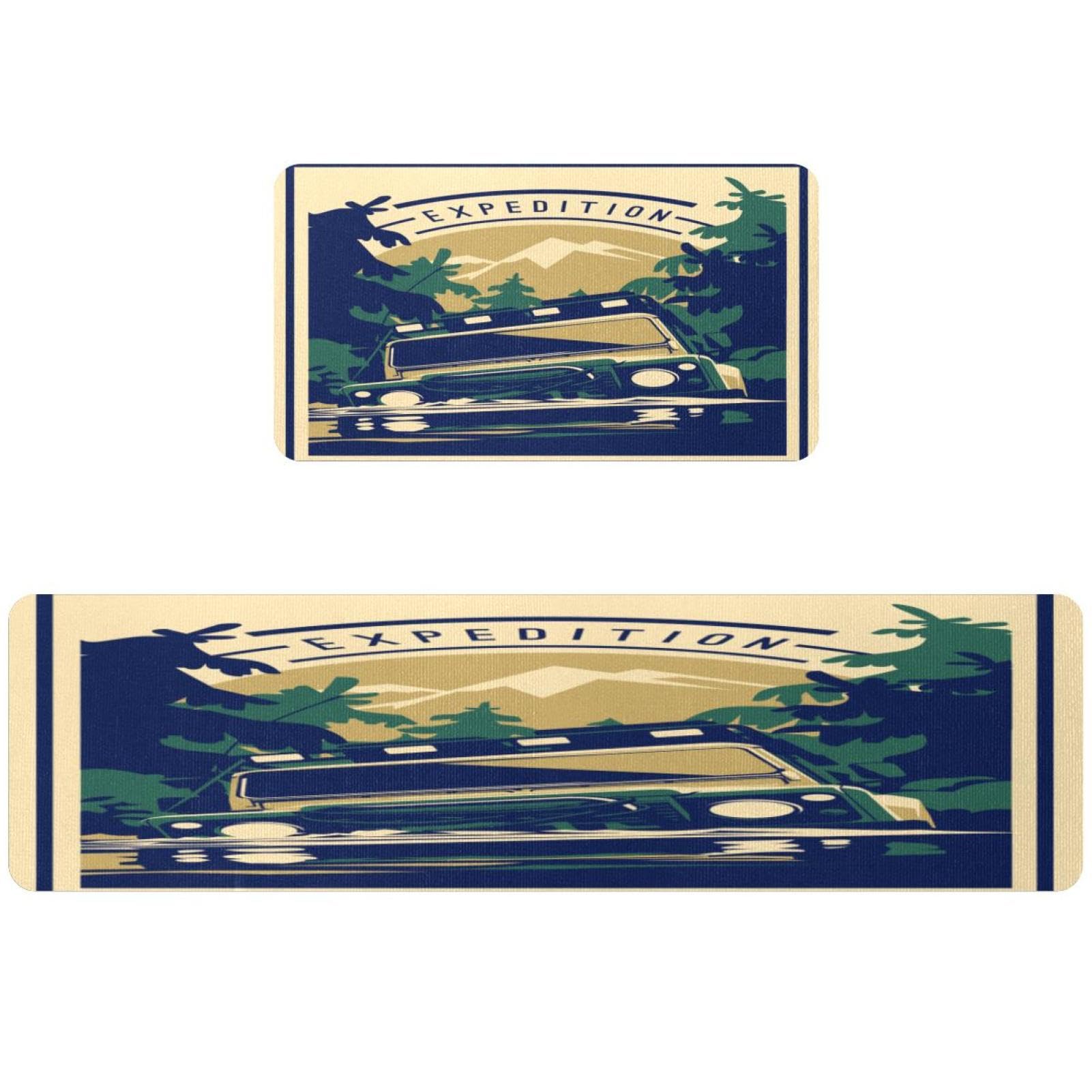 Tapis de cuisine antidérapant lot de 2 lavable et absorbant Pop Car