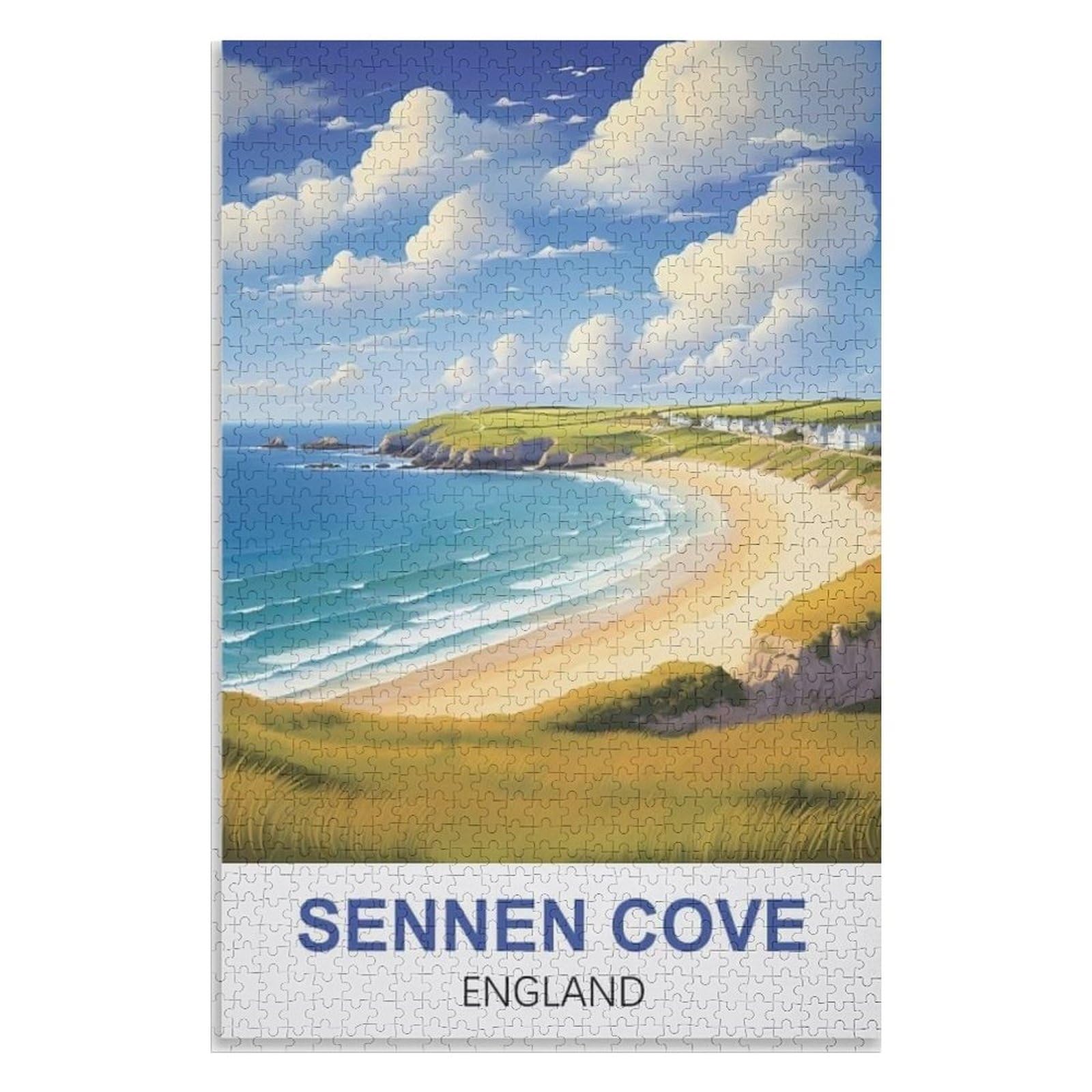 Recreation Suitable for Adults to Reduce Stress，Sennen Cove England ，Adults 1000 Piece Jigsaw Puzzle- Christmas，38x26，paper puzzle，AA-1035