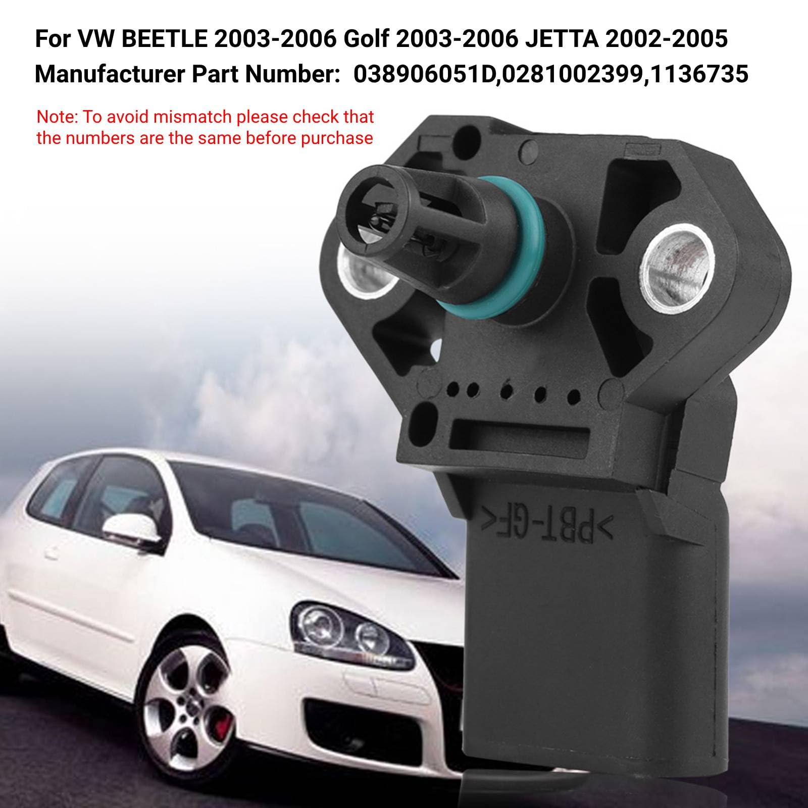 sensor de map de vehículo de coche, Sensor MAP del coche para 2003-2006 OEM # 038906051D 0281002399 1136735