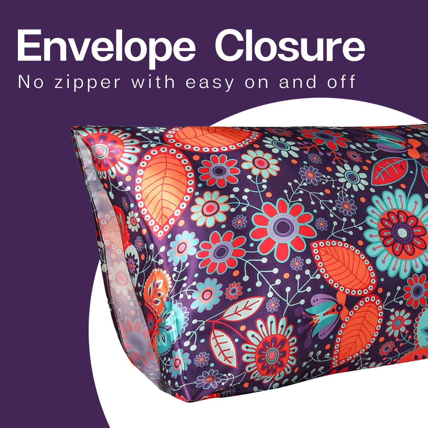 MR&amp;HM サテン抱き枕カバー 20x54インチ 大人用抱き枕カバー シルクサテン 冷却抱き枕カバー 封筒開閉付き(20x5