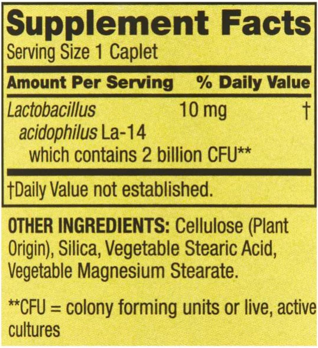 4 Top Care Probiotic Acidophilus Dietary Supplement, 100 Count, Pack of 1