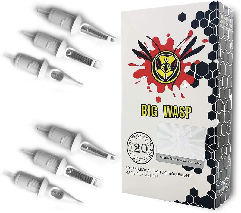 BIGWASP Cartucho de Agulhas para Tatuagem 1214RL, Round Liner 14RL, Pacote com 20