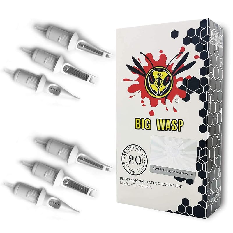Cartuchos de agulha para tatuagem BIGWASP 1203RS 3 Round Shader, pacote com 20