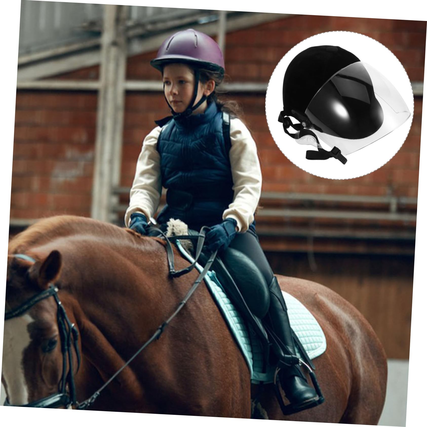 Casco da Equitazione per Bambini e Ragazzi Nero in Abs Regolabile